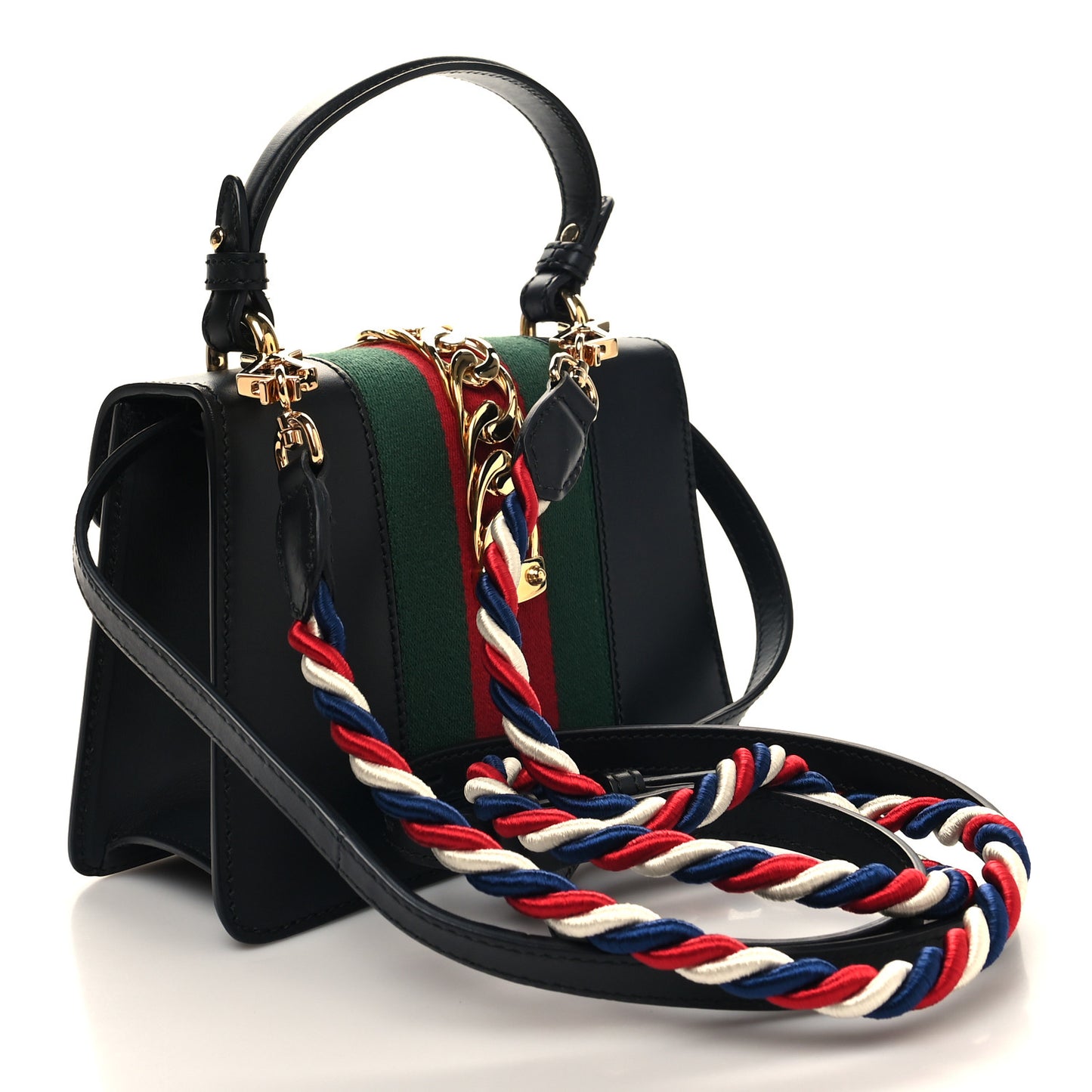 Calfskin Mini Sylvie Top Handle Bag Black