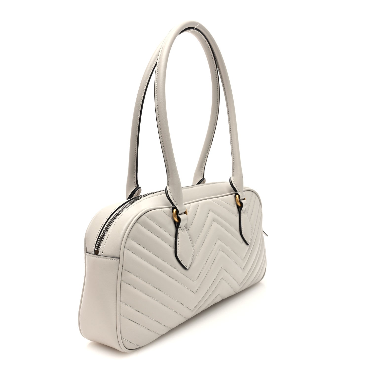 Gucci Calfskin Matelasse Medium GG Marmont East West Shoulder Bag Mystic White 3 of 10