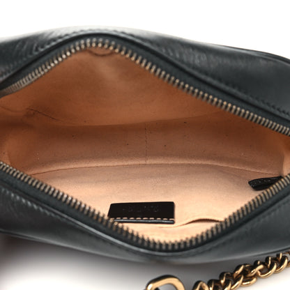 Gucci Calfskin Matelasse Mini GG Marmont Chain Shoulder Bag Black 5 of 11
