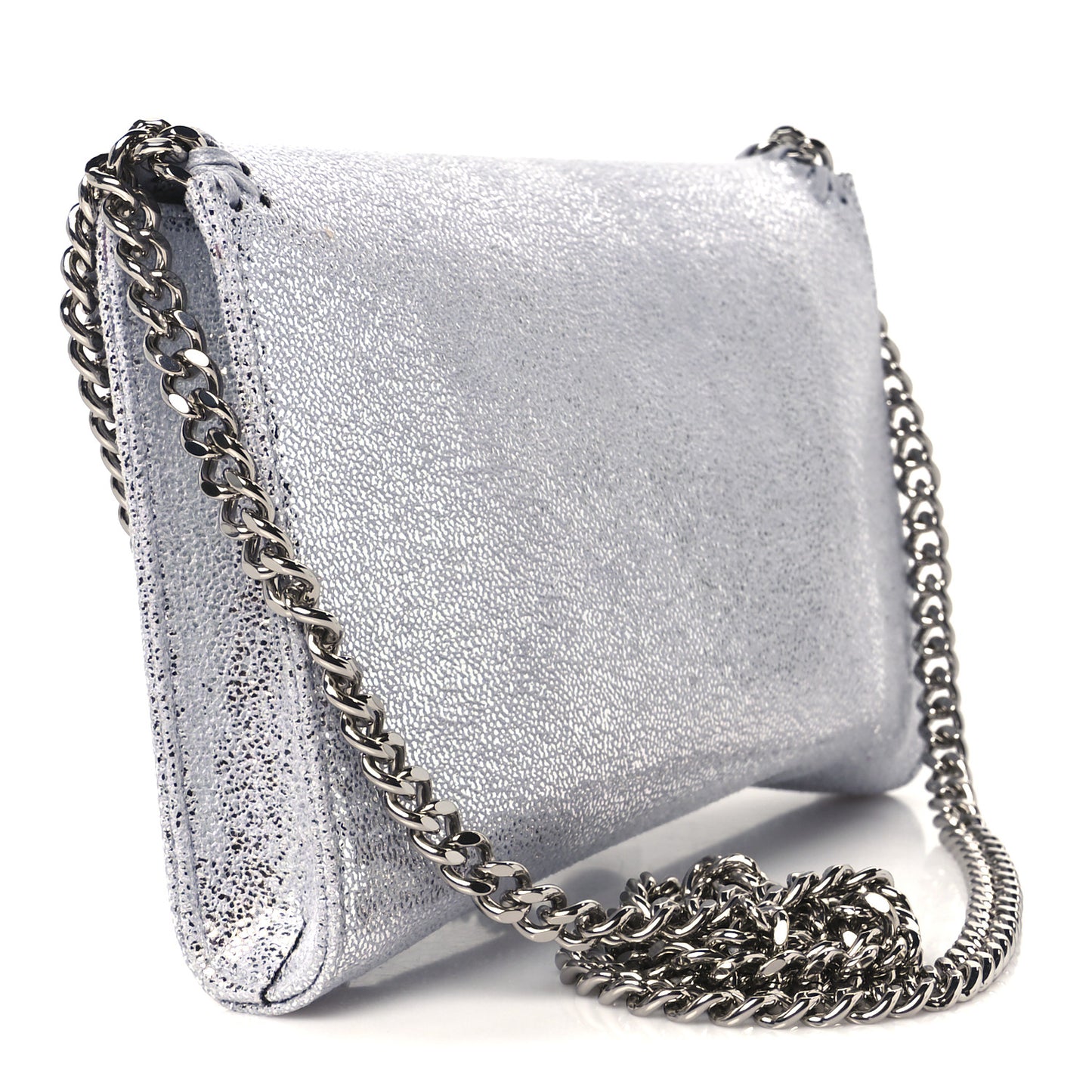 Metallic Shaggy Deer Mini Falabella Crossbody Bag Silver