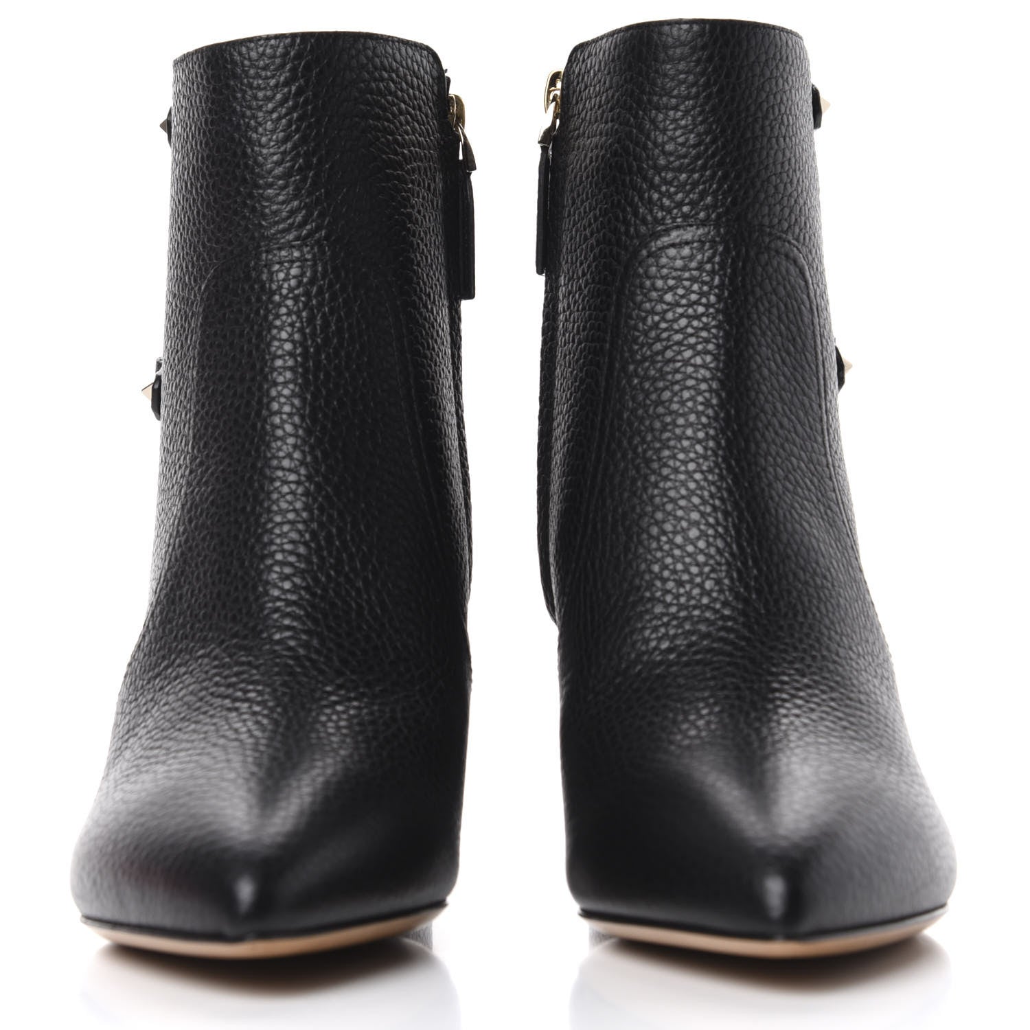 Valentino Garavani Pebbled Calfskin Rockstud 70mm Ankle Boots 37 Black 2 of 11