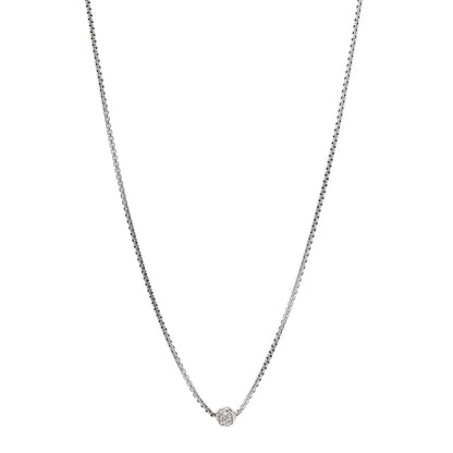 David Yurman Sterling Silver 18K White Gold Diamond Pave Ball Box Chain Necklace 1 of 5