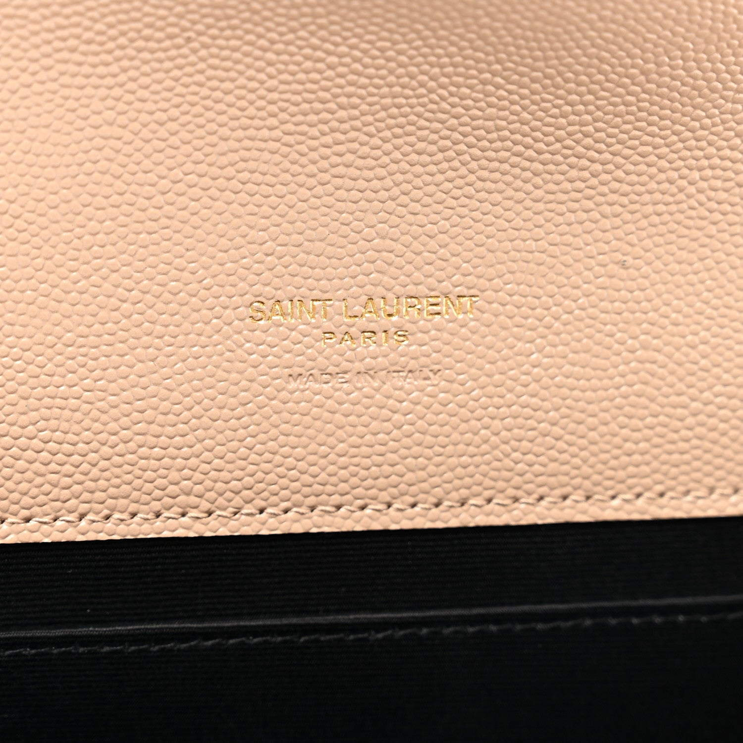 Saint Laurent Grain De Poudre Matelasse Chevron Monogram Envelope Clutch Dark Beige 6 of 8