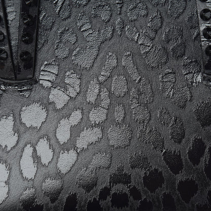 Christian Louboutin Patent Calfskin Leopard Print Spikes Mini East West Cabata Tote Black 11 of 11