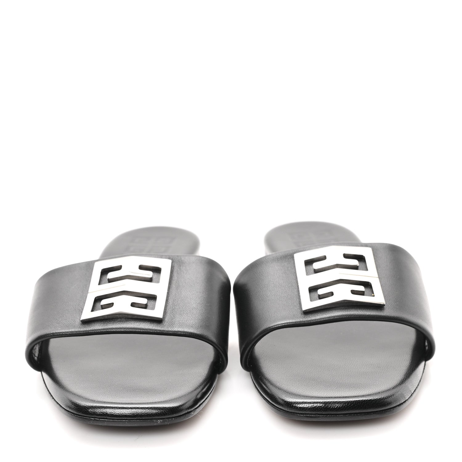 Givenchy Lambskin 4G Plaque Flat Sandals 38 Black 3 of 9