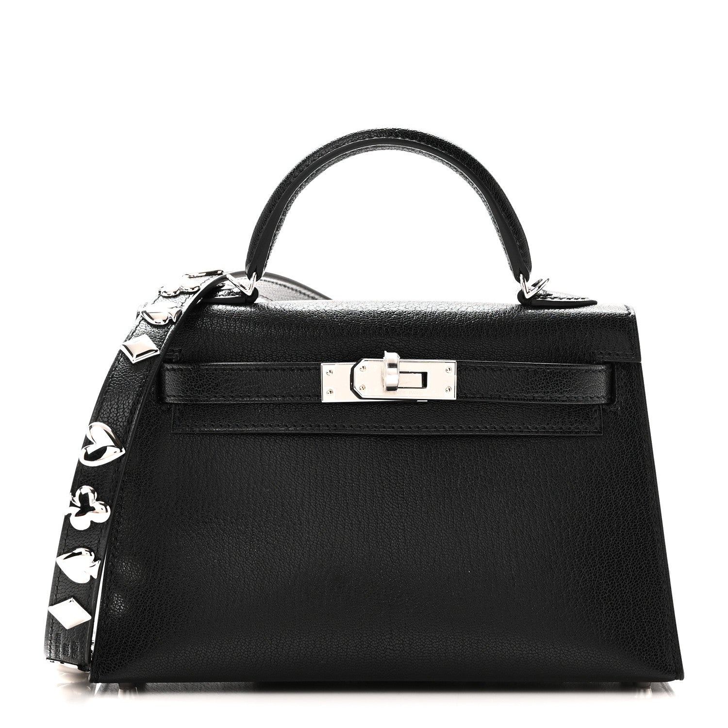 Hermes Chevre Chamkila Clou de Coeur Mini Kelly Sellier 20 Black 1 of 10