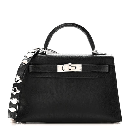 Hermes Chevre Chamkila Clou de Coeur Mini Kelly Sellier 20 Black 1 of 10