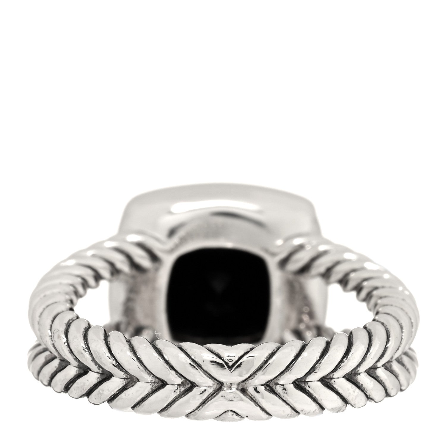 David Yurman Sterling Silver Diamond Black Onyx 7mm Petite Albion Ring 48 4.5 3 of 4