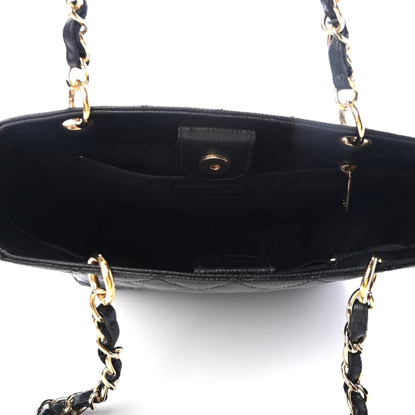 Caviar Quilted Petit Shopping Tote PST Black