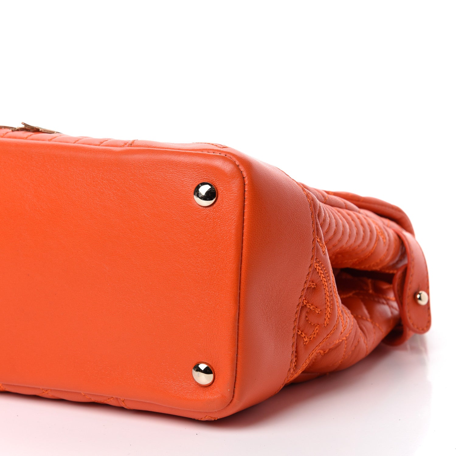 Versace Barocco Quilted Nappa Altea Vanitas Satchel Orange 7 of 10
