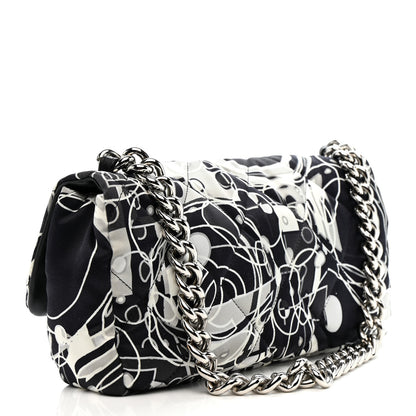 Chanel Satin Quilted Medium Kaleidoscope Flap Black White 3 of 14