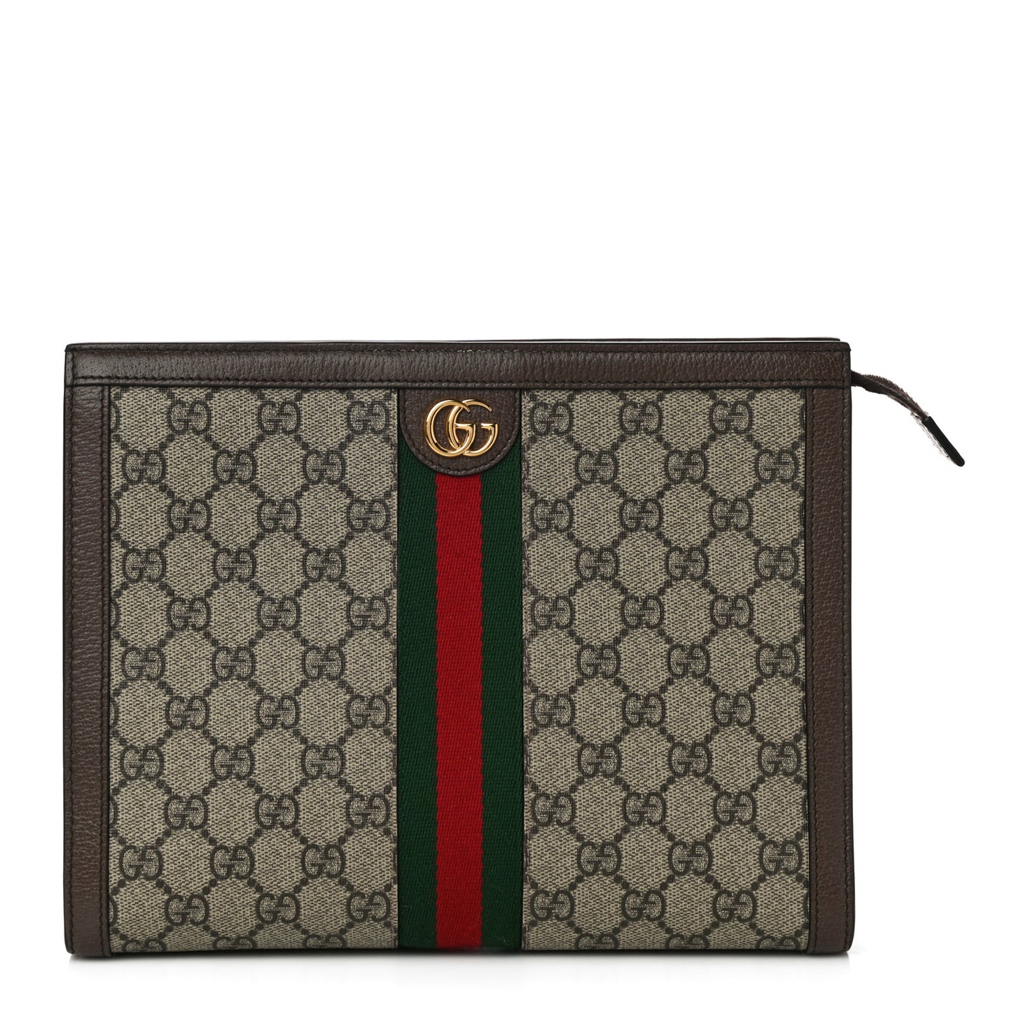 GG Supreme Monogram Web Ophidia Pouch Brown