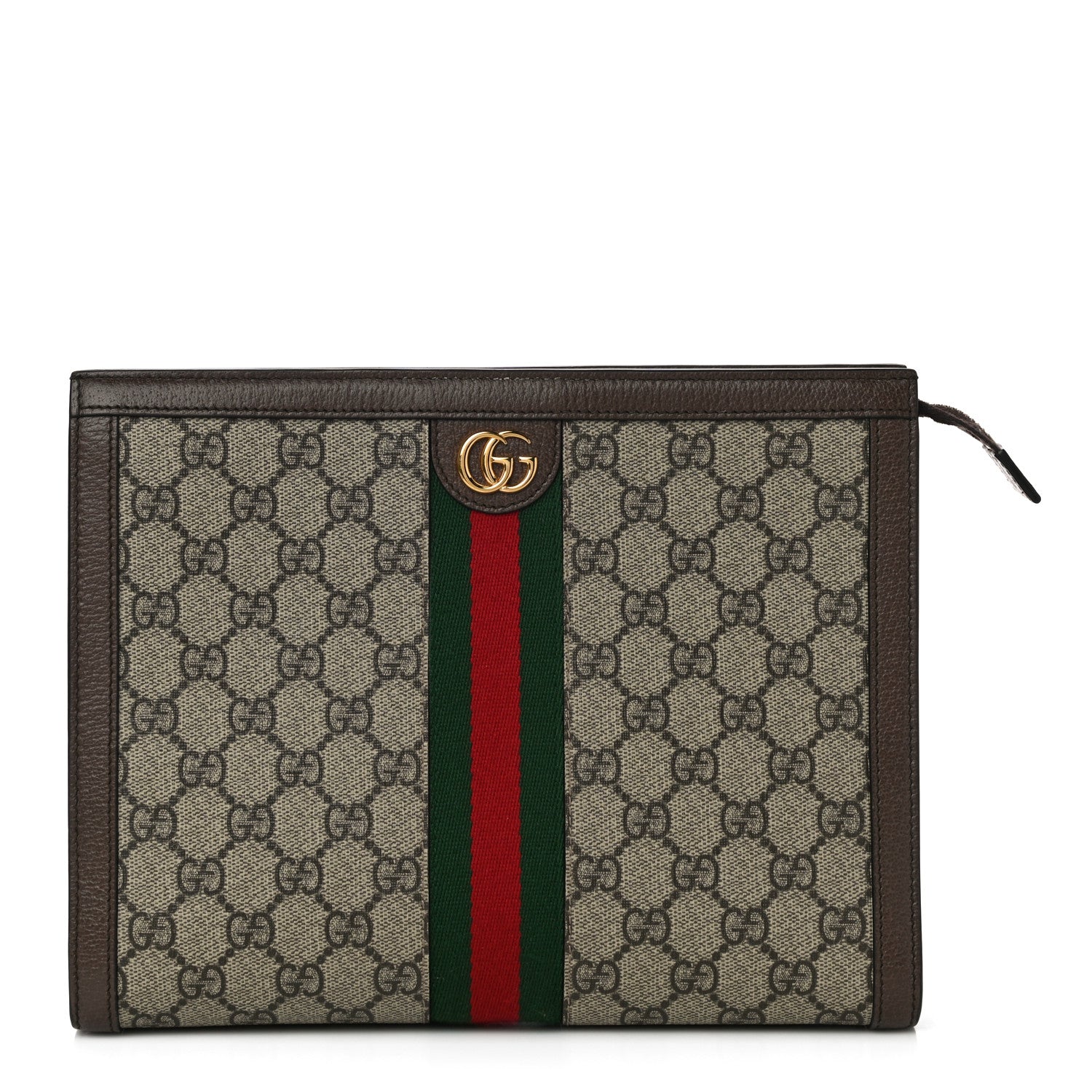 Gucci GG Supreme Monogram Web Ophidia Pouch Brown 1 of 14