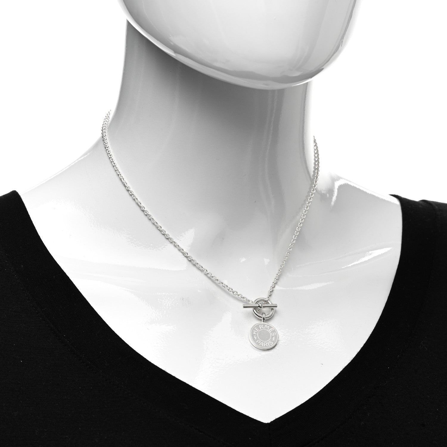 Hermes Sterling Silver Amulettes H Confettis Pendant Necklace 2 of 4