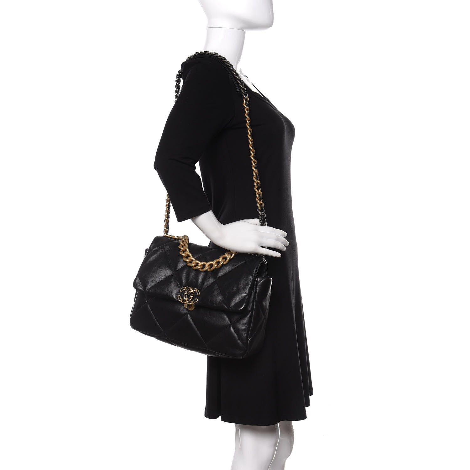Chanel Lambskin Quilted Large Chanel 19 Flap Black 2 of 11