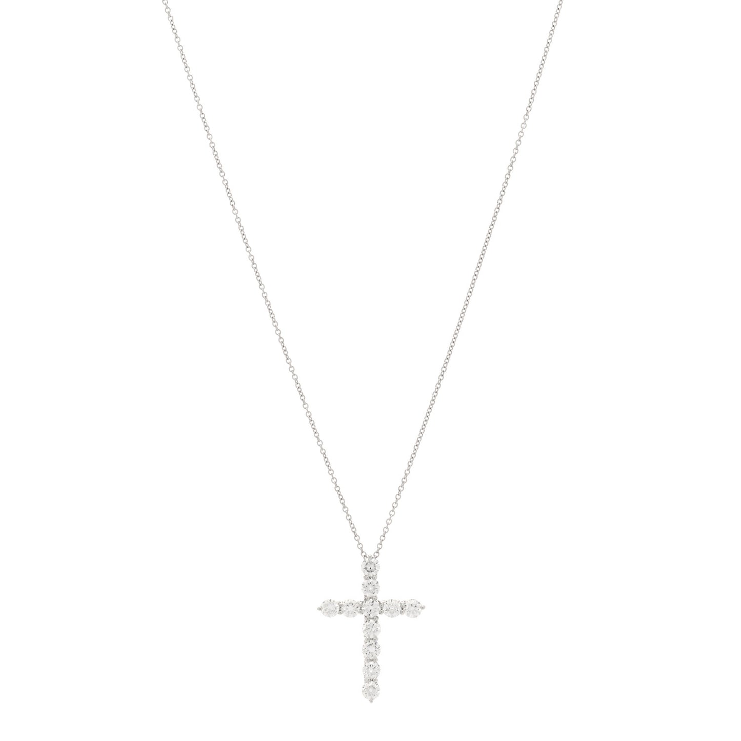 Platinum Diamond Large Cross Pendant Necklace