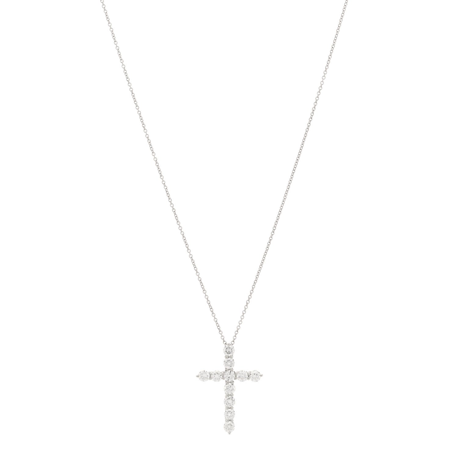 Tiffany Platinum Diamond Large Cross Pendant Necklace 1 of 5