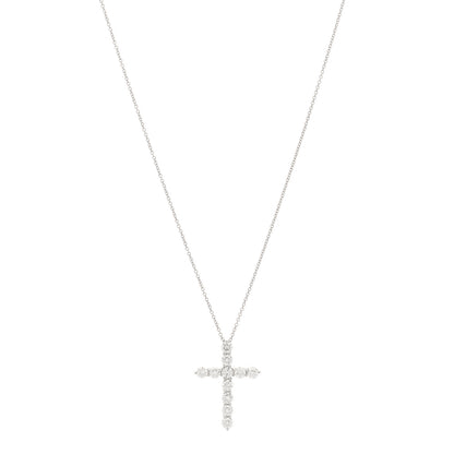 Tiffany Platinum Diamond Large Cross Pendant Necklace 1 of 5