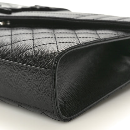 Saint Laurent Grain De Poudre Textured Mixed Matelasse Triquilt Medium Monogram Monochrome Satchel Black 9 of 9