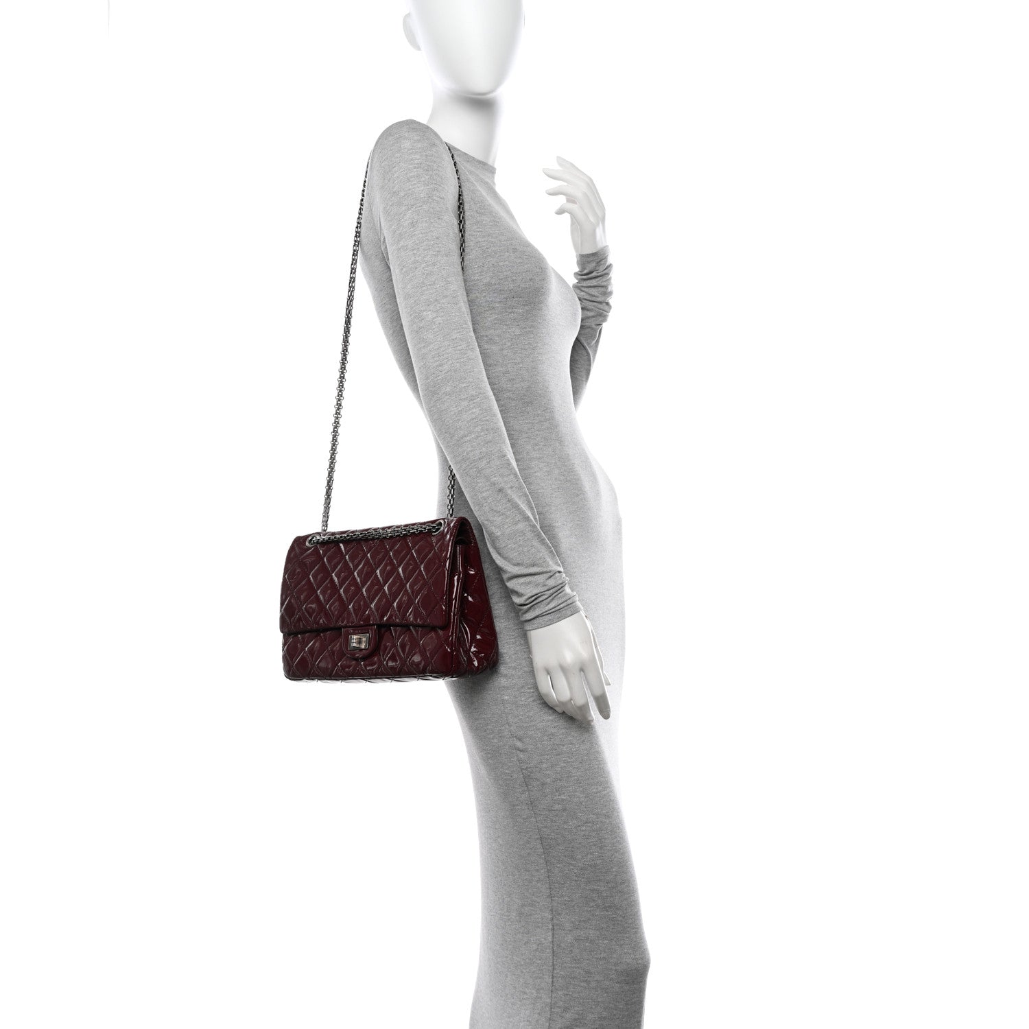 Chanel Patent Quilted 2.55 Reissue 226 Flap Burgundy 2 of 11