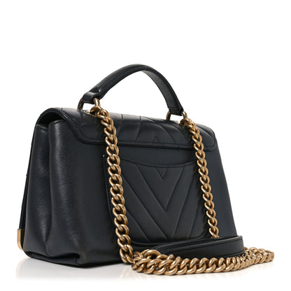 Chanel Sheepskin Chevron Stitched Chain Top Handle Flap Blue 3 of 10