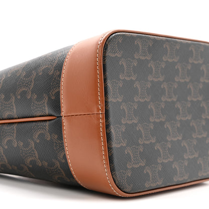 Celine Triomphe Canvas Calfskin Small Bucket Bag Tan 8 of 13