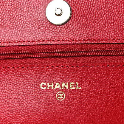 Chanel Caviar Quilted Wallet On Chain WOC Red 6 of 11