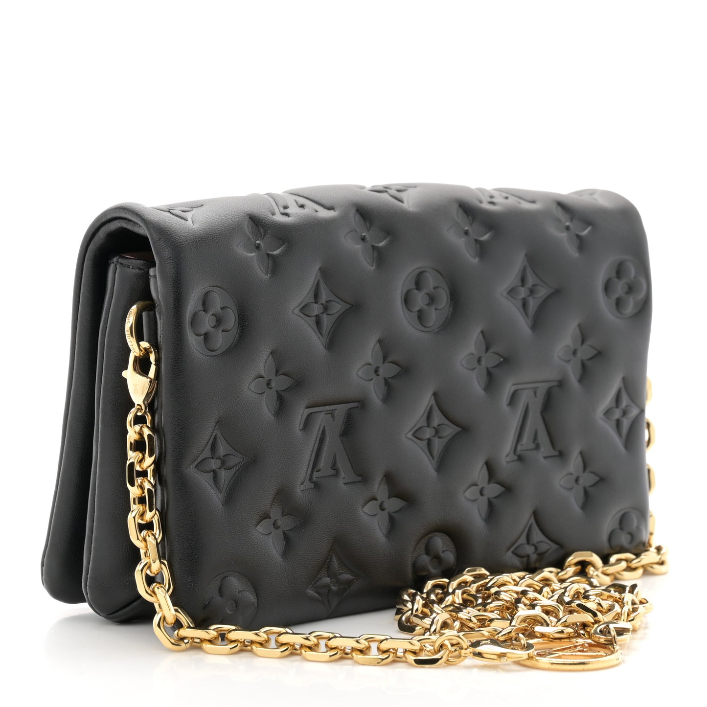 Lambskin Embossed Monogram Pochette Coussin Black