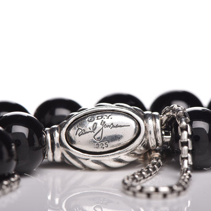 David Yurman Sterling Silver Black Onyx 8mm Spiritual Beads Adjustable Bracelet 4 of 4