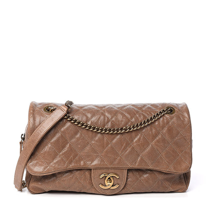 Chanel Crumpled Caviar Quilted Large Shiva Flap Beige 1 of 11