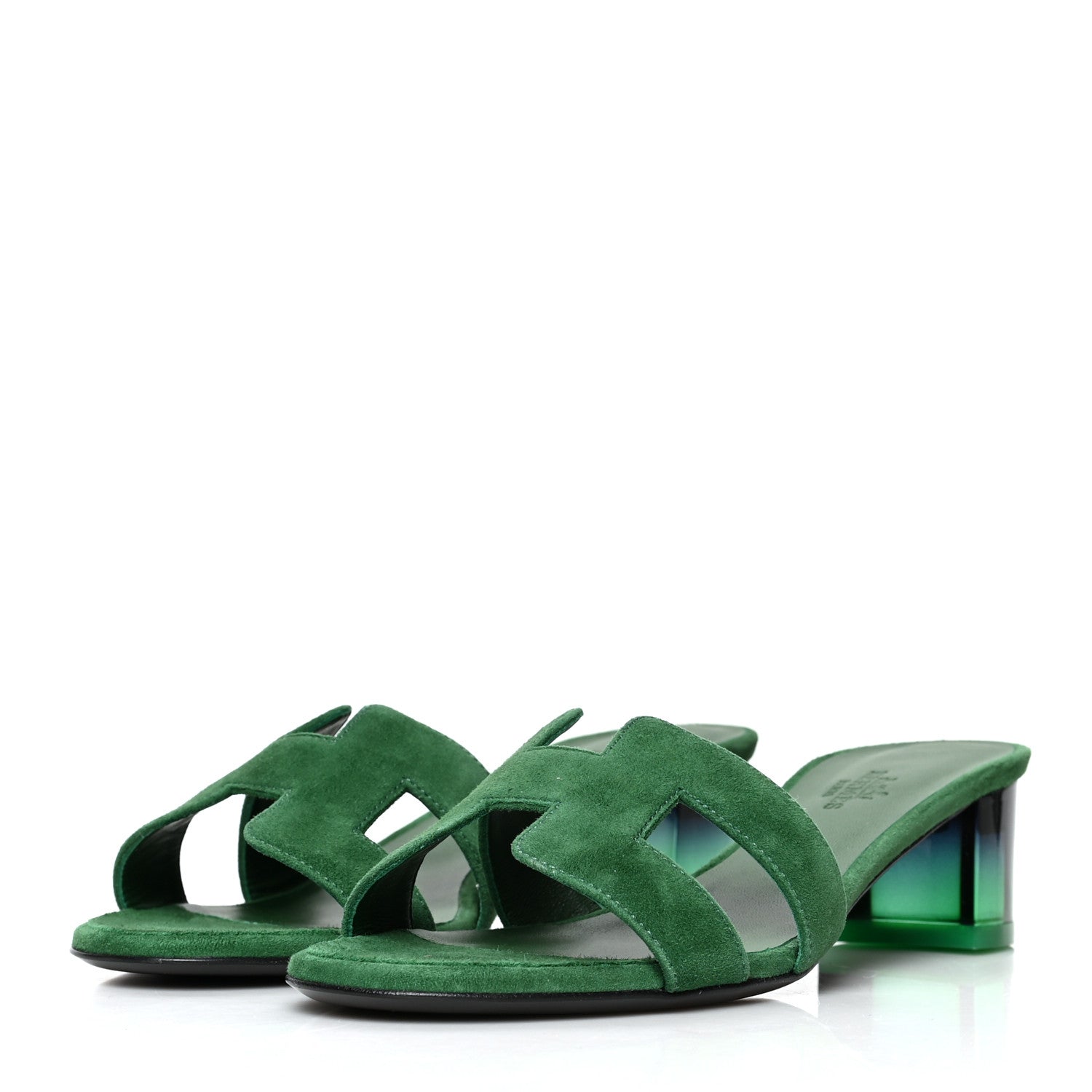 Hermes Suede Goatskin Oasis Sandals 36.5 Vert Electrique 3 of 9