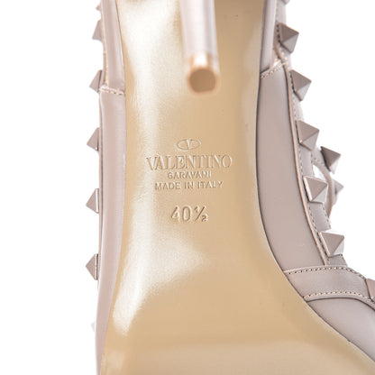 Valentino Garavani Calfskin Lacquered Monochrome Rockstud Ankle Strap 100mm Pumps 40.5 Poudre 7 of 10
