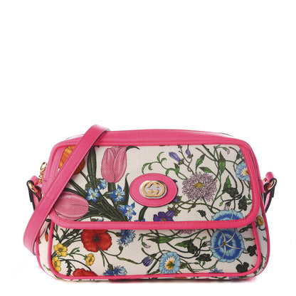 Gucci Canvas Flora Floral Shoulder Bag White Fuchsia Fluo 1 of 8