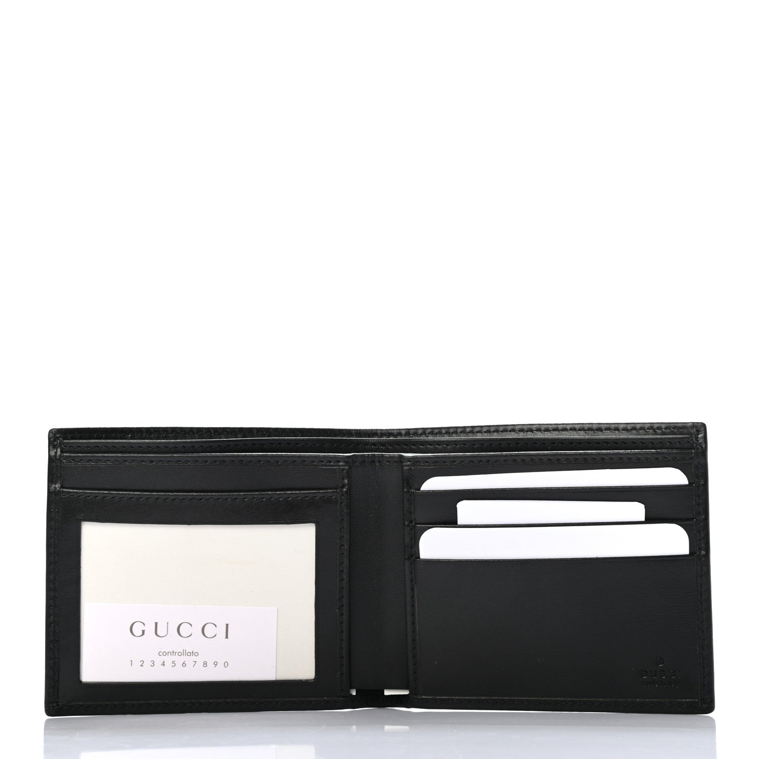 Gucci Calfskin Crest Bi-Fold Wallet Black 5 of 8