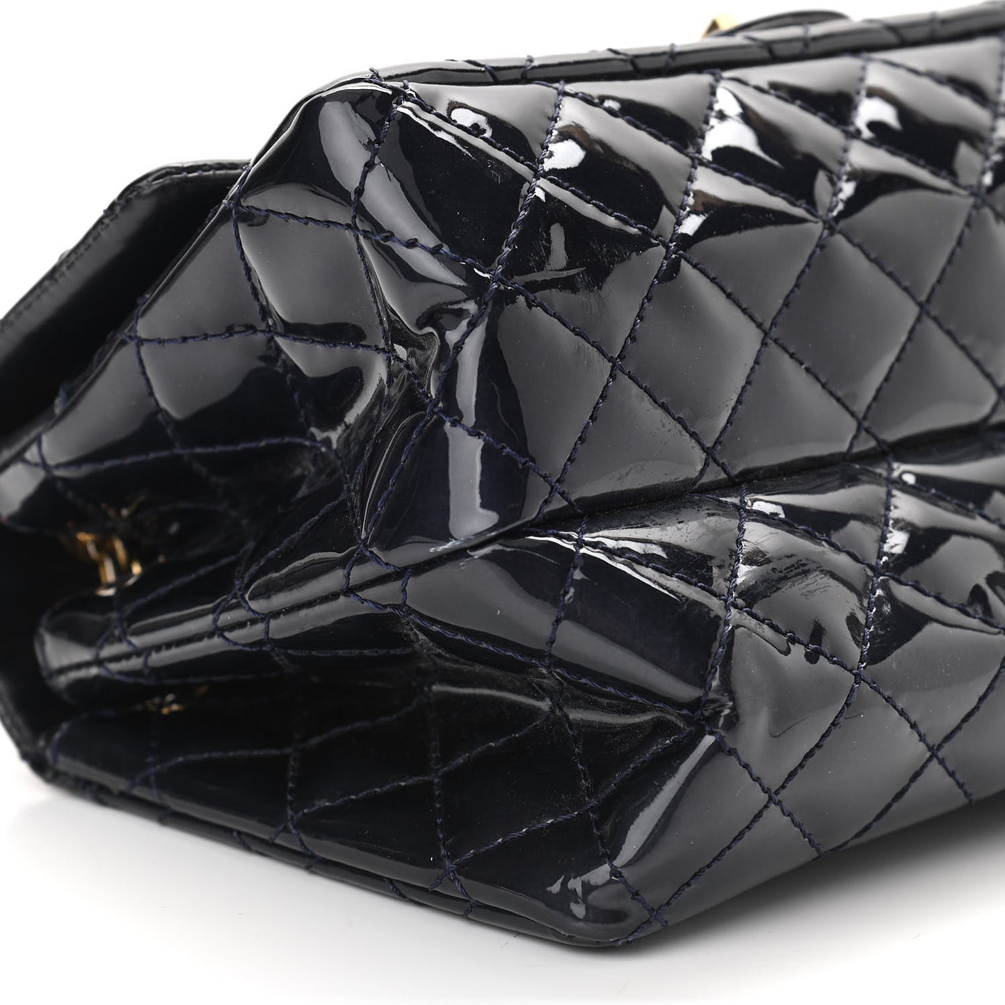 Patent Quilted Accordion Reissue 2.55 Flap Navy
