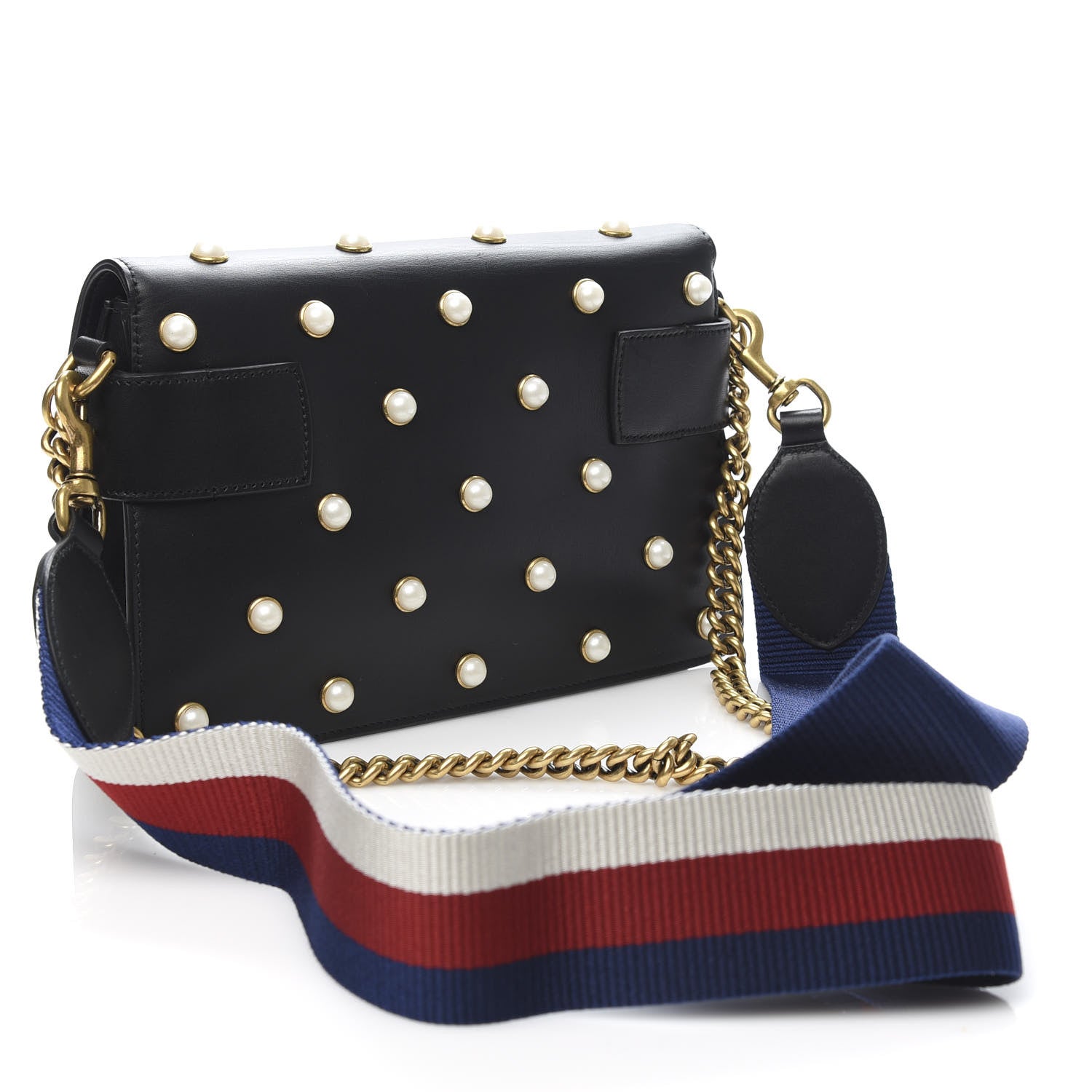 Gucci Nappa Pearl Studded Mini Queen Margaret Broadway Shoulder Bag Black 3 of 12