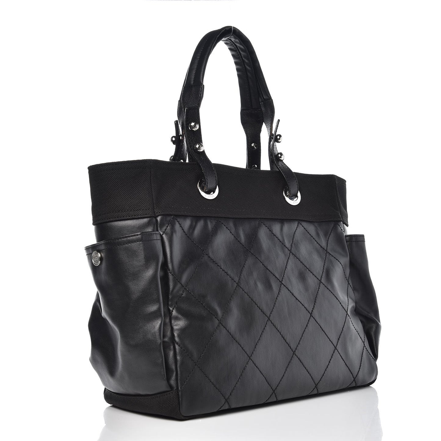 Coated Canvas Large Paris Biarritz Tote Black