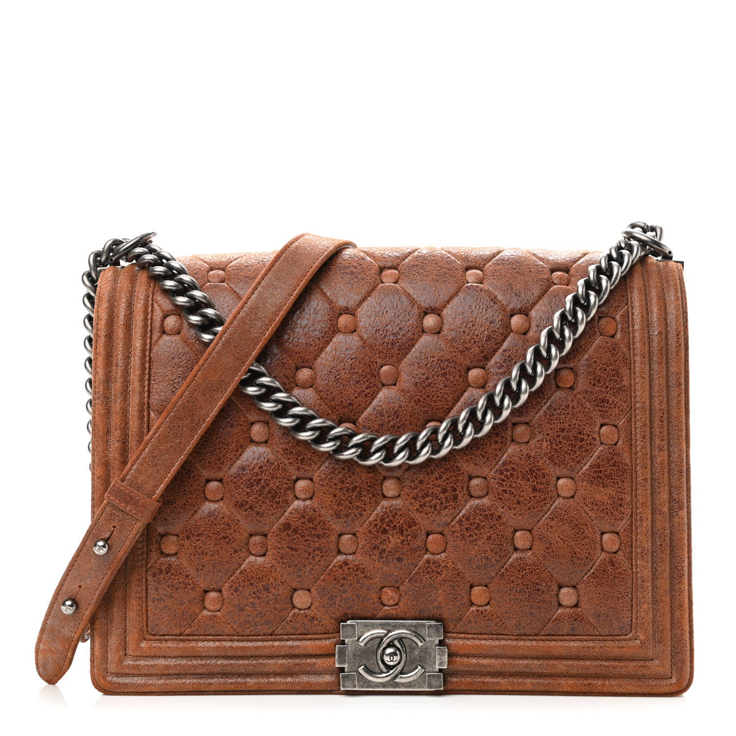 Chanel Nubuck Chesterfield Quilted Large Celtic Boy Flap Brown 1 of 10