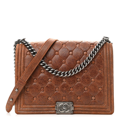 Chanel Nubuck Chesterfield Quilted Large Celtic Boy Flap Brown 1 of 10