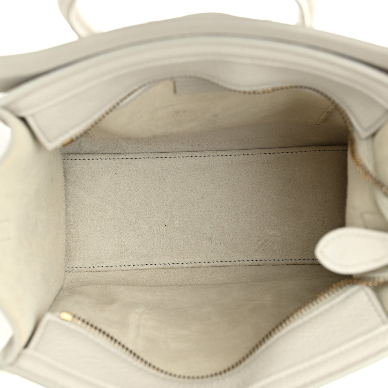 Celine Drummed Calfskin Nano Luggage Chalk 5 of 10