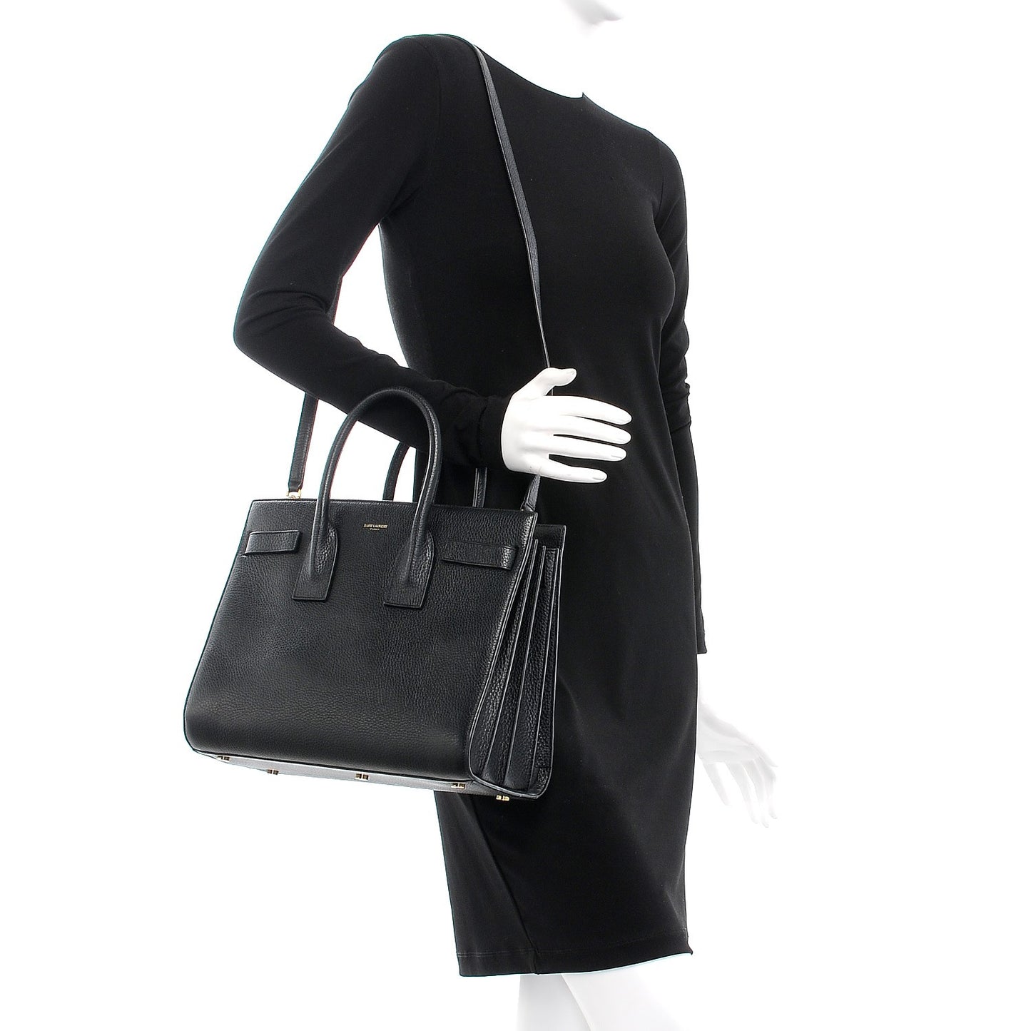 Grained Calfskin Small Sac De Jour Black