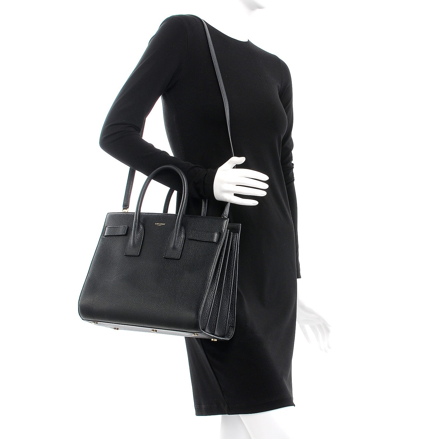 Saint Laurent Grained Calfskin Small Sac De Jour Black 2 of 12