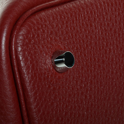 Hermes Taurillon Clemence Bi-Color Picotin Lock 22 MM Rouge H Brique 11 of 12