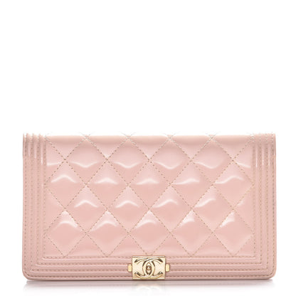 Chanel Iridescent Calfskin Quilted Boy Yen Wallet Light Pink 1 of 11