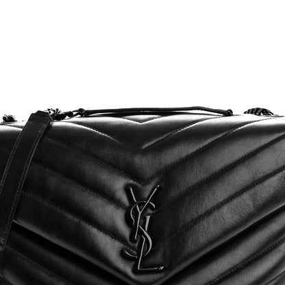 Saint Laurent Calfskin Y Quilted Monogram Monochrome Medium Loulou Chain Satchel Black 9 of 12