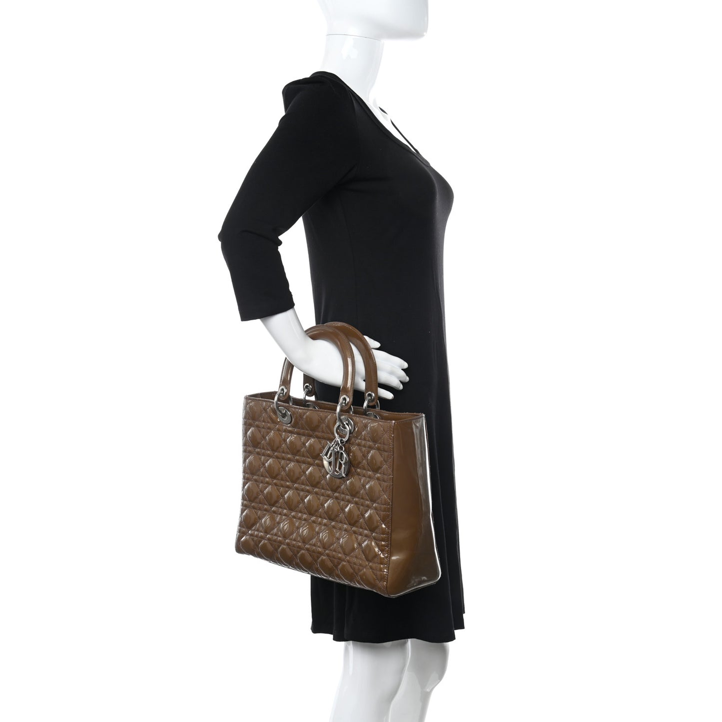 Patent Cannage Large Lady Dior Brown