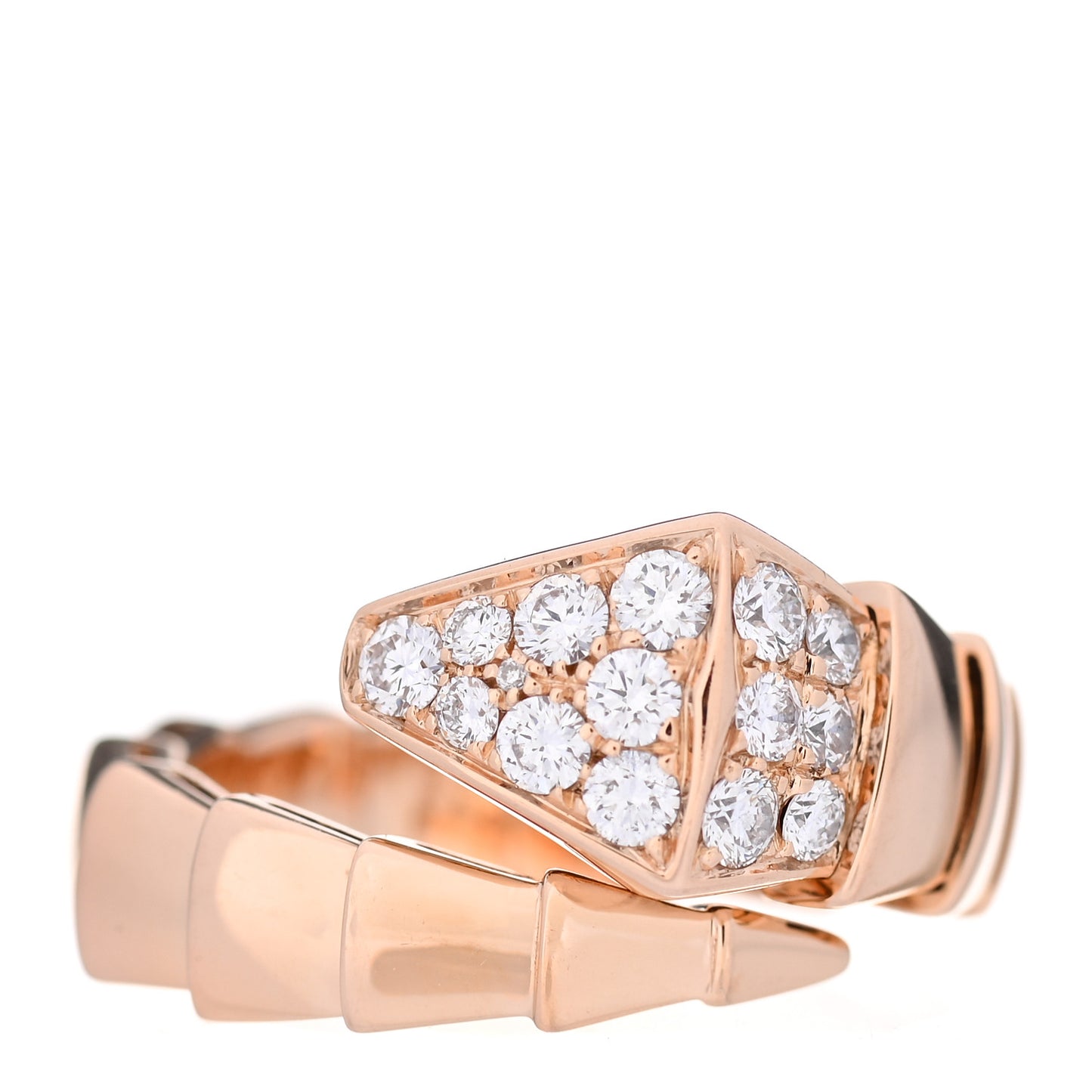 18K Rose Gold Diamond Serpenti Viper Ring S