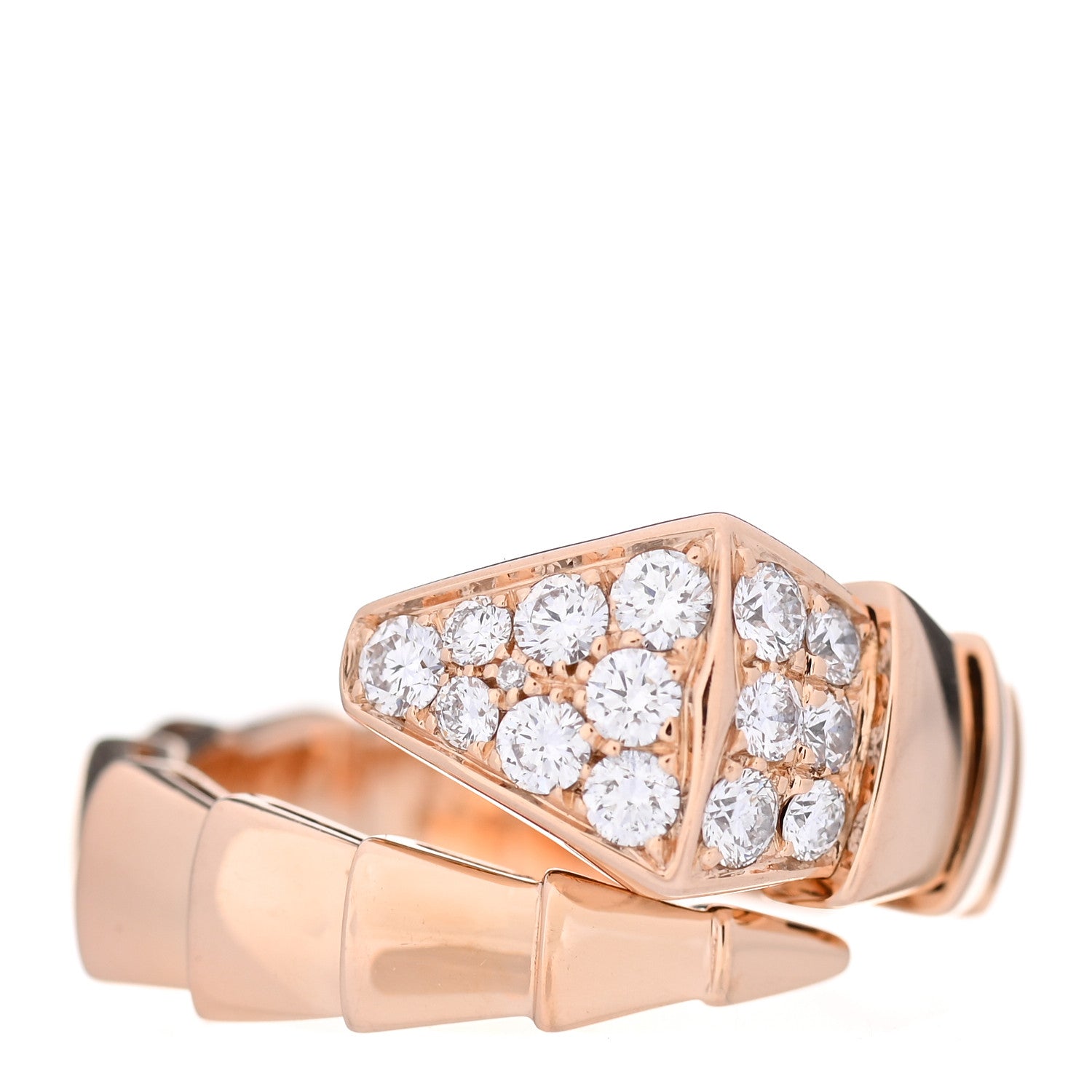Bulgari 18K Rose Gold Diamond Serpenti Viper Ring S 1 of 6