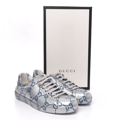 Gucci Miro Rubber Wax GucciGhost Print Mens New Ace Sneakers 9 Silver 9 of 9