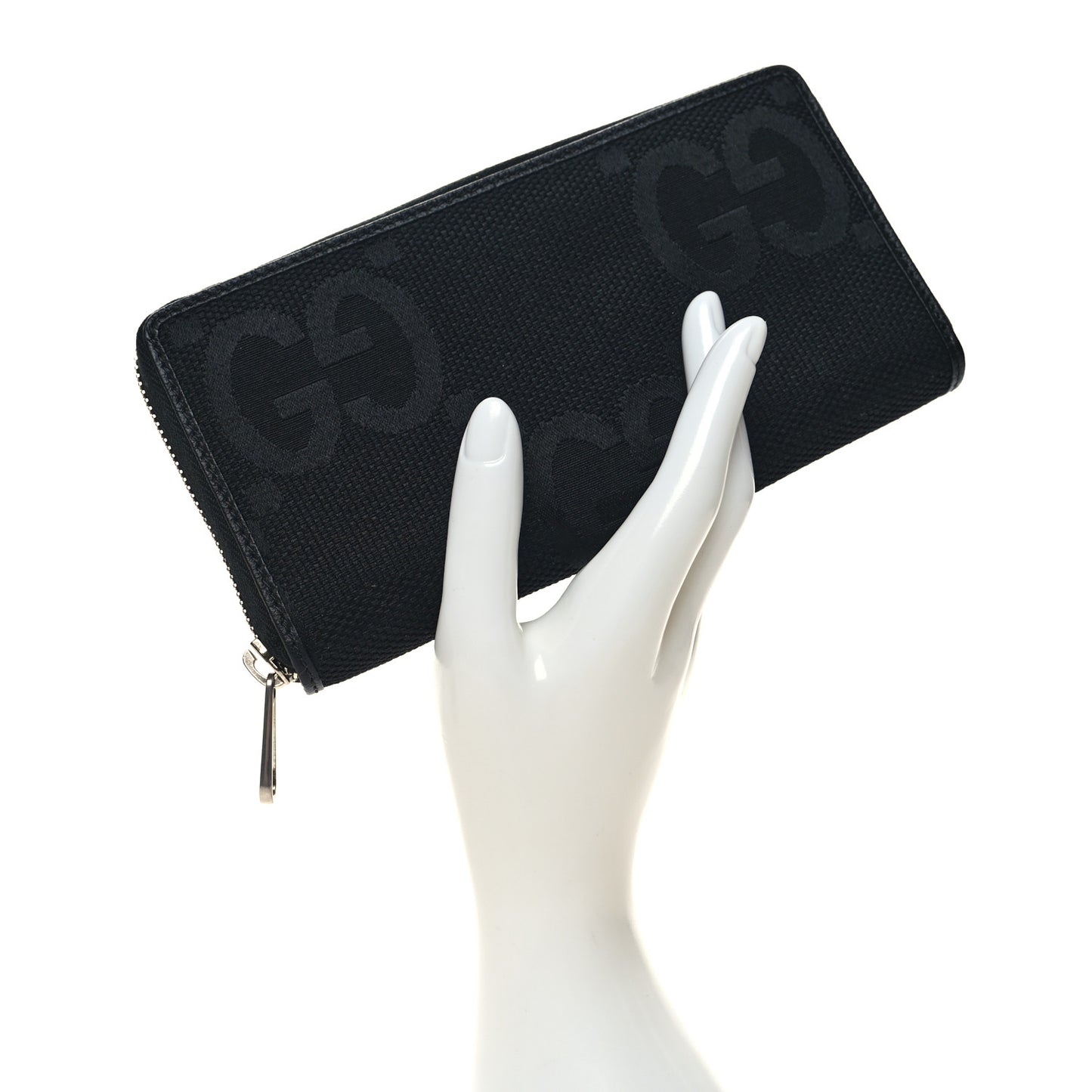 Canvas Monogram Jumbo GG Textured Dollar Calfskin Continental Wallet Black